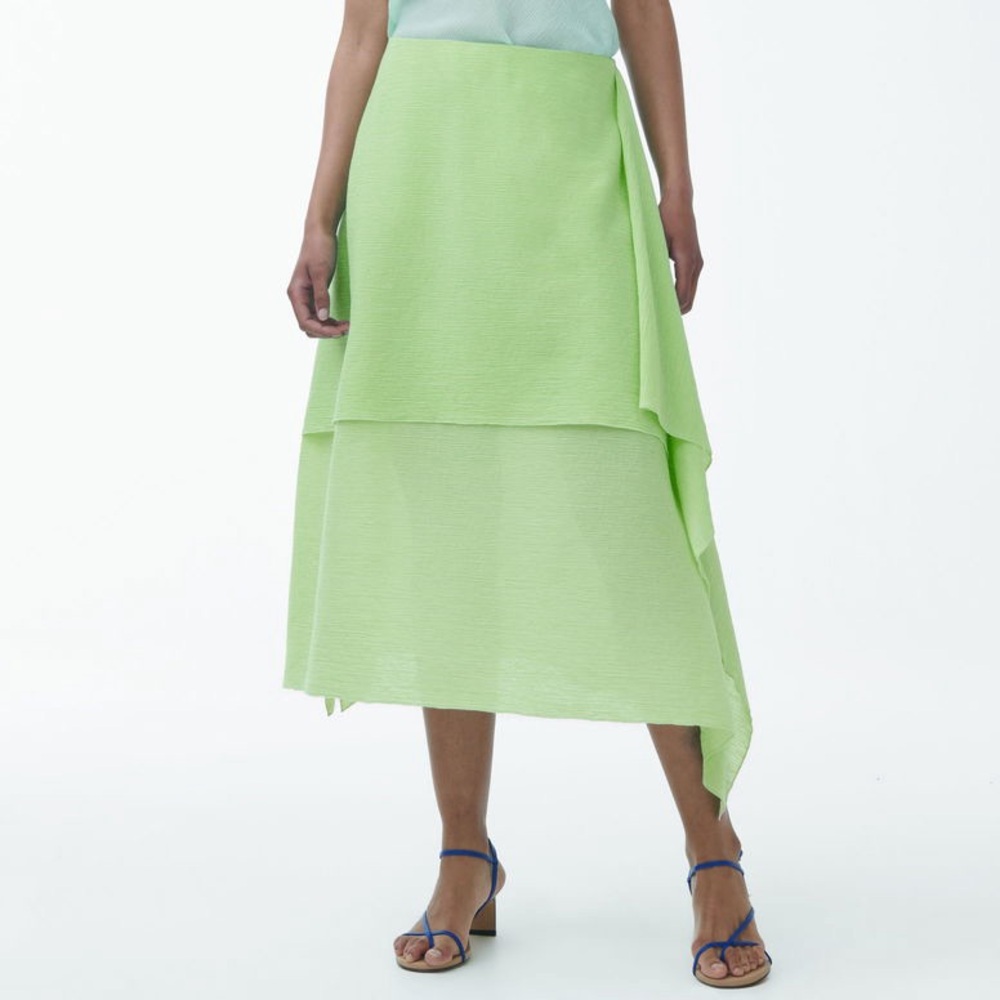 Cos Lime Green Layered Midi Skirt 6